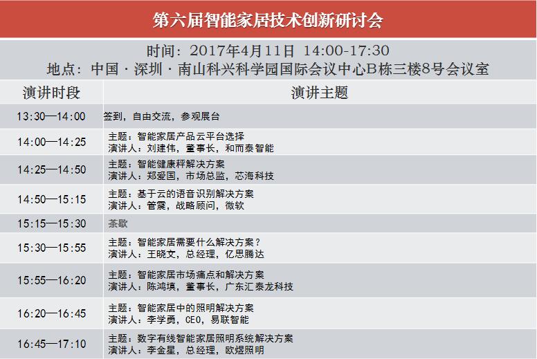 第六屆智能家庭技術創(chuàng)新研討會