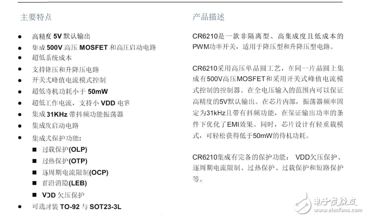 CR6210高效率PWM電源IC