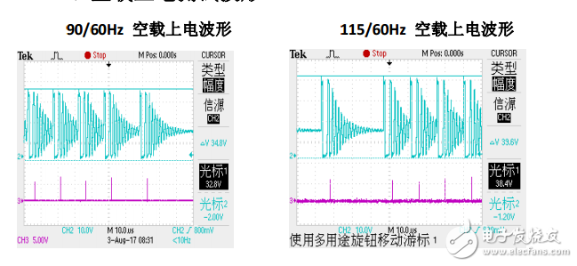 DK124,12V2A板子輸出整流管用DK5V100R25波形測(cè)試圖