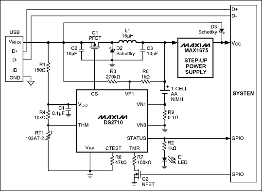 圖12. USB供電的單節(jié)NiMH電池開關模式充電器