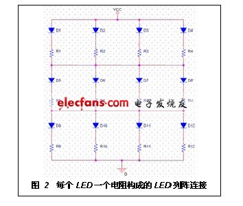 每個(gè)LED一個(gè)電阻構(gòu)成的LED列陣連接