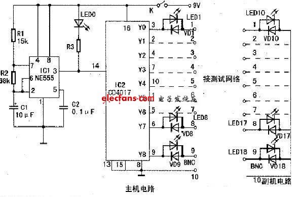 CD4017檢測(cè)電路原理圖