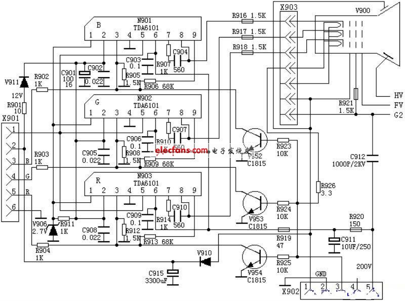 基于TDA6101的視頻放大電路圖