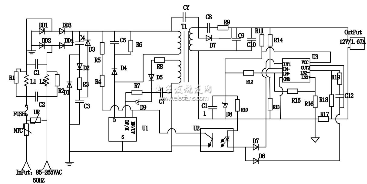 基于TNY279的大功率LED光源驅(qū)動電路