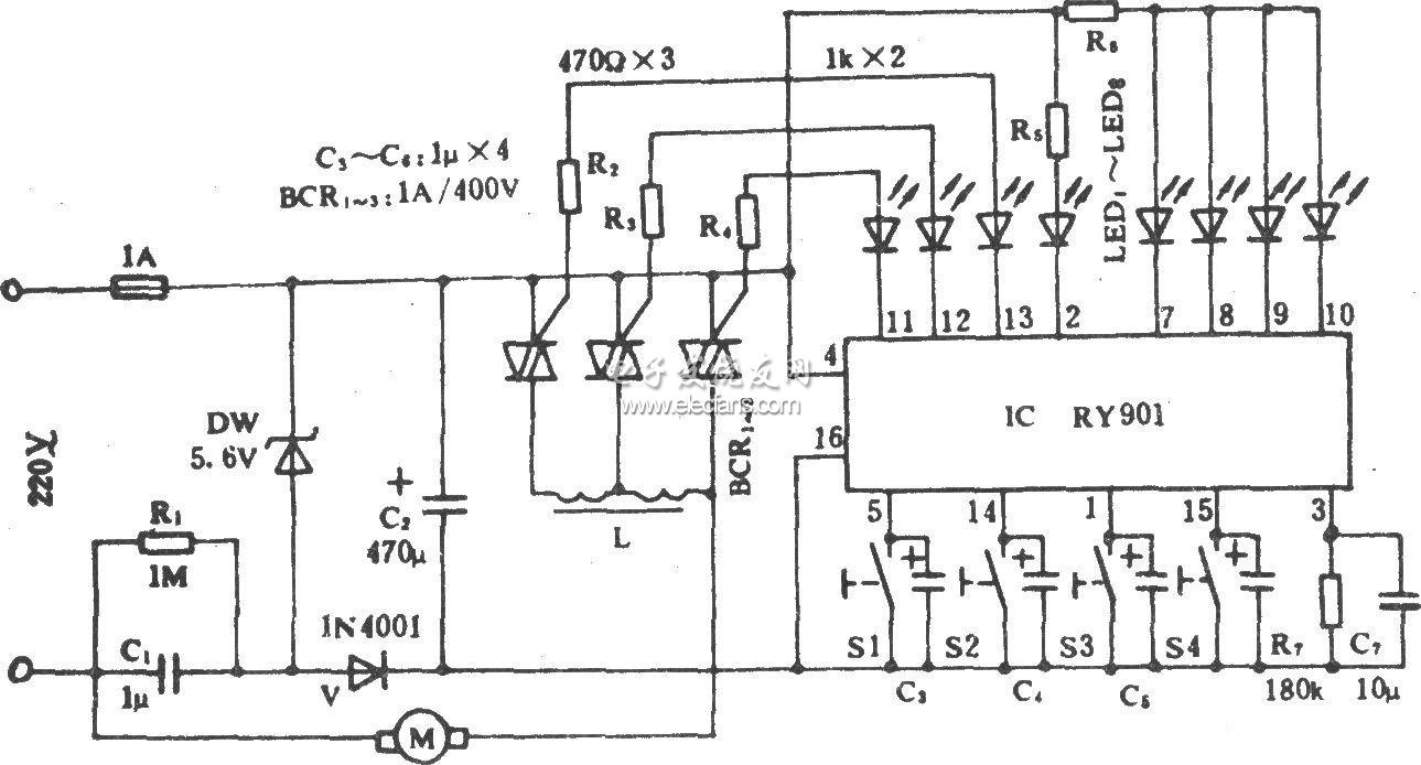 基于RY901的電風(fēng)扇程控電路