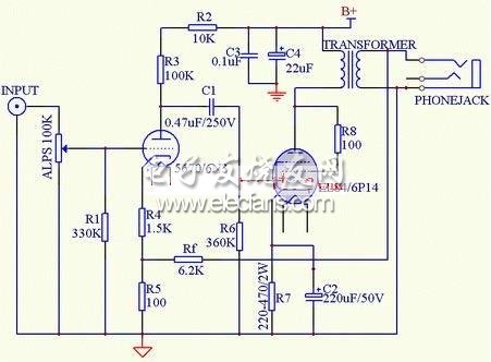 簡(jiǎn)易耳機(jī)放大器電路圖