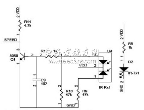 紅外對(duì)管電路原理圖