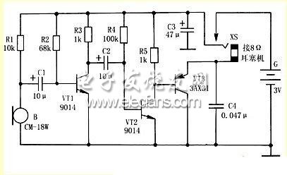 分立元件實(shí)現(xiàn)耳聾助聽(tīng)器電路