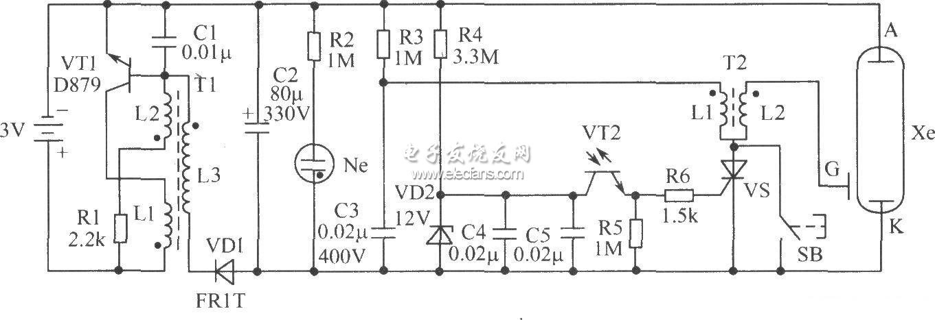 電池供電的同步閃光燈原理圖