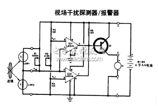 視場干擾探測器/報警器電路圖