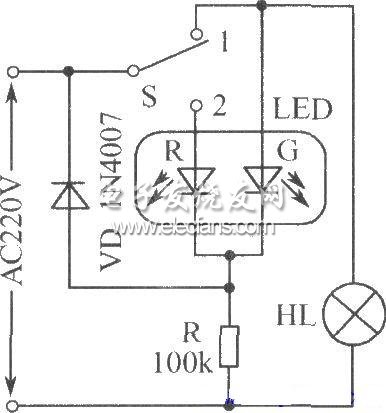 交流電源工作狀態(tài)指示電路