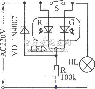 電源工作狀態(tài)指示電路圖