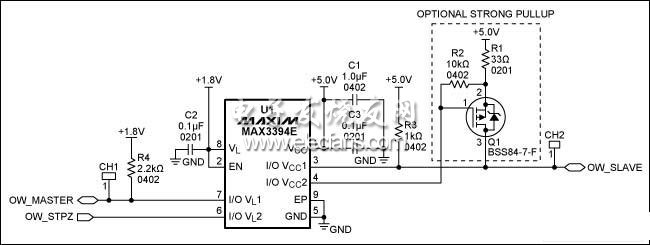 MAX3394E實現(xiàn)1.8V至5V雙向電平轉(zhuǎn)換