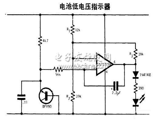 電池低電壓指示器電路