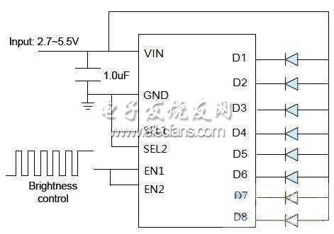 BCT3228 共陽(yáng)并聯(lián)8路驅(qū)動(dòng)電路