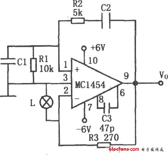 MC1454構(gòu)成的文氏電橋振蕩器電路