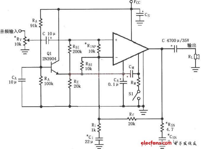 LM4781構成的單電源功放電路