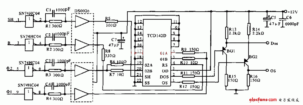 TCD142D構(gòu)成線陣CCD驅(qū)動(dòng)電路