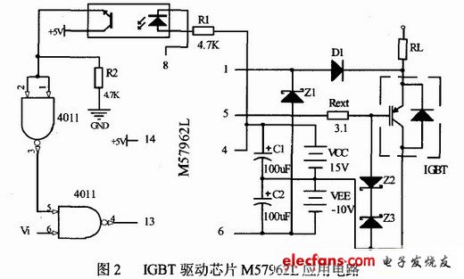 驅(qū)動芯片M57962L應(yīng)用電路圖