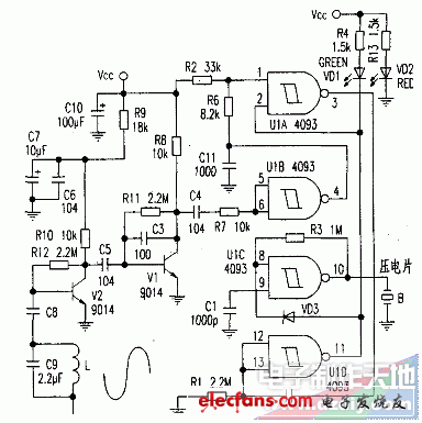 感應(yīng)式指針手表電池測(cè)試器電路圖