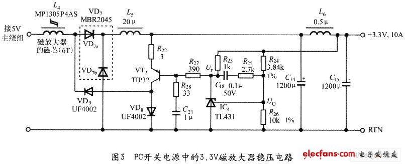 3.3V磁放大器穩(wěn)壓電路