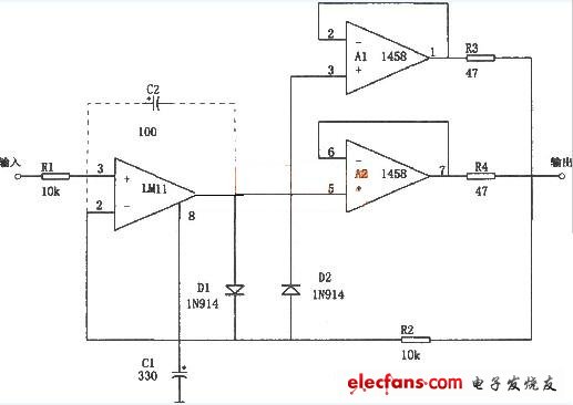 MC1458構(gòu)成的復(fù)合緩沖器電路