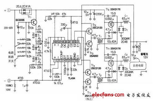 輸出200W風(fēng)力發(fā)電機(jī)充電電路