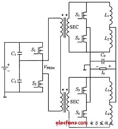 交錯(cuò)并聯(lián)低壓大電流DC/DC變換器原理圖