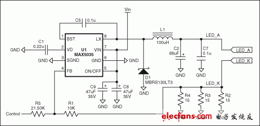 高亮度LED開關(guān)電源電路圖