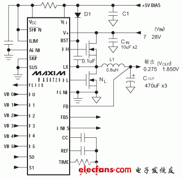 由max8720組成的降壓式dc/dc電路