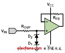 為運(yùn)算放大器增加過(guò)壓保護(hù)（電子工程專輯）