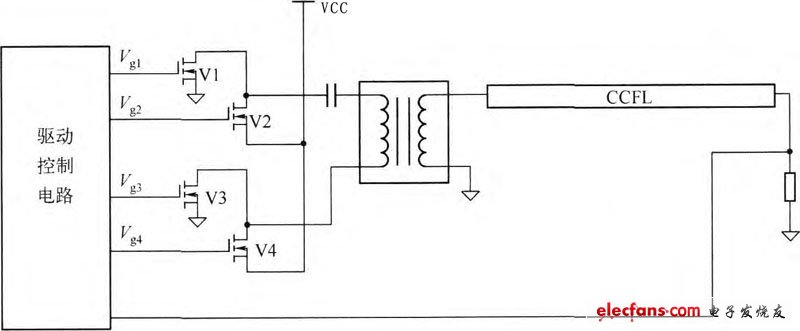 采用兩只N溝道和兩只P溝道場效應(yīng)管的全橋驅(qū)動電路