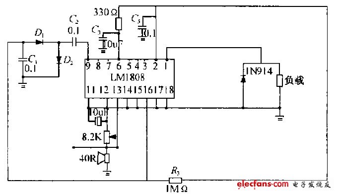 LM1808構成的超聲波接收電路