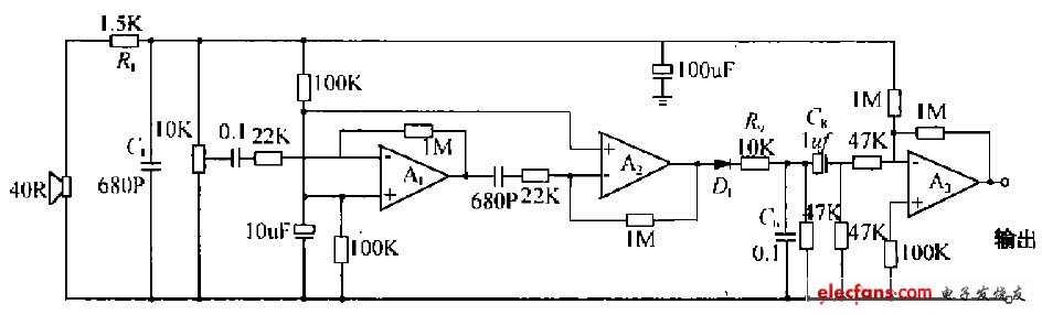 運(yùn)放構(gòu)成的超聲波接收電路