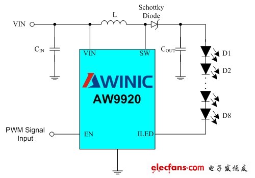 圖6.AW9920典型應(yīng)用圖