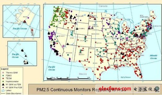 美國2010年P(guān)M2.5監(jiān)測使用的儀器清單和布點