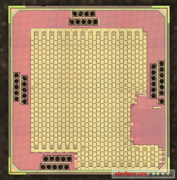 多虧了Chipworks我們才有幸看到下面的該芯片內(nèi)部封裝結(jié)構(gòu)圖