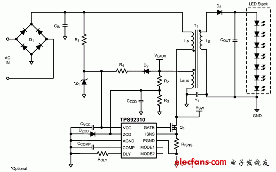 TPS92310大功率LED驅動器的典型應用電路圖