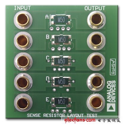 圖1. 檢測(cè)電阻布局測(cè)試PCB板。