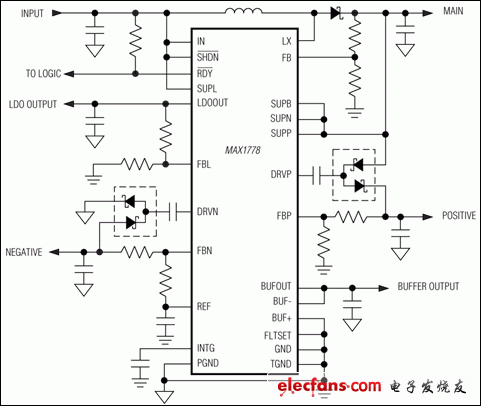 MAX1778，MAX1880，MAX1881，MAX1882，MAX1883，MAX1884，MAX1885：典型工作電路