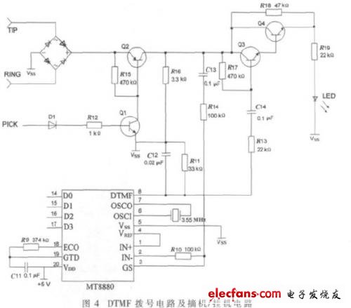 DTMF撥號電路和摘機(jī)/掛機(jī)電路