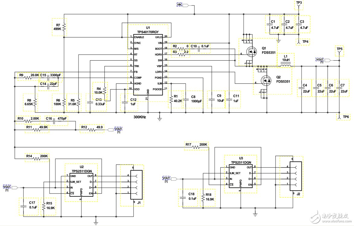 9-60V輸入、5V/2.1A雙端口智能USB充電器電路圖