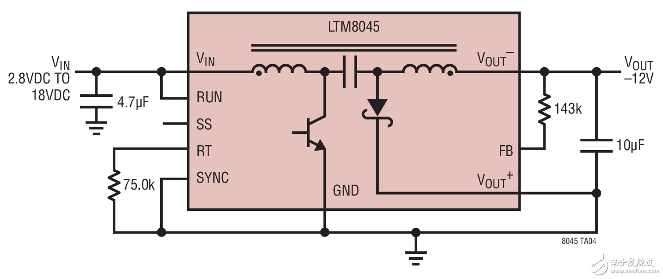 -12V Inverting Converter LTM8045 -12V 負(fù)輸出轉(zhuǎn)換器