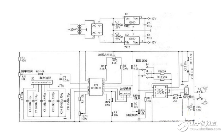 多功能信號發(fā)生器電子電路設(shè)計(jì)圖