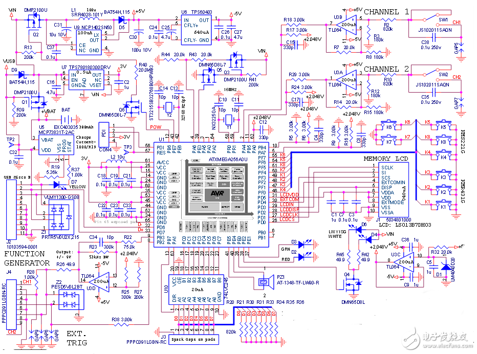 便攜式3D打印示波器手表電路原理圖設(shè)計