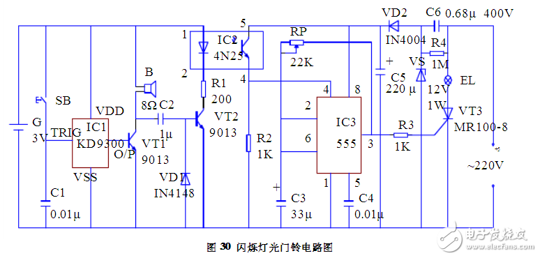 閃爍燈光門鈴電路設(shè)計(jì)