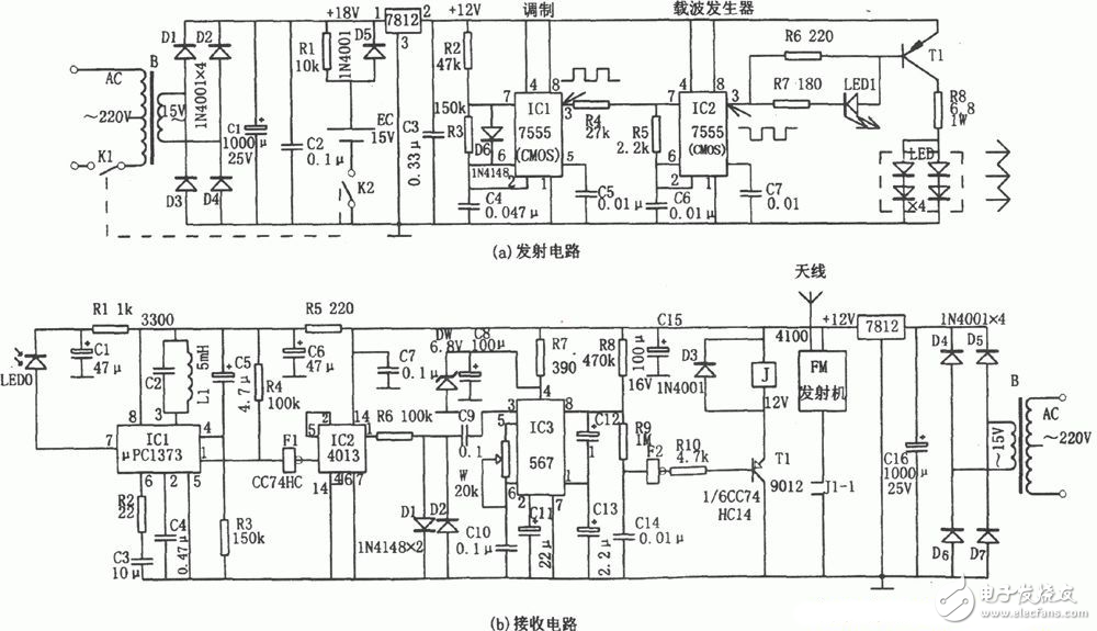 無線發(fā)射與接收智能能監(jiān)控報警電路模塊