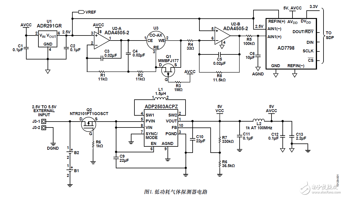 使用電化學(xué)傳感器的單電源、微功耗有毒氣體探測器電路設(shè)計(jì)