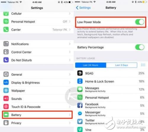 iOS9省電模式