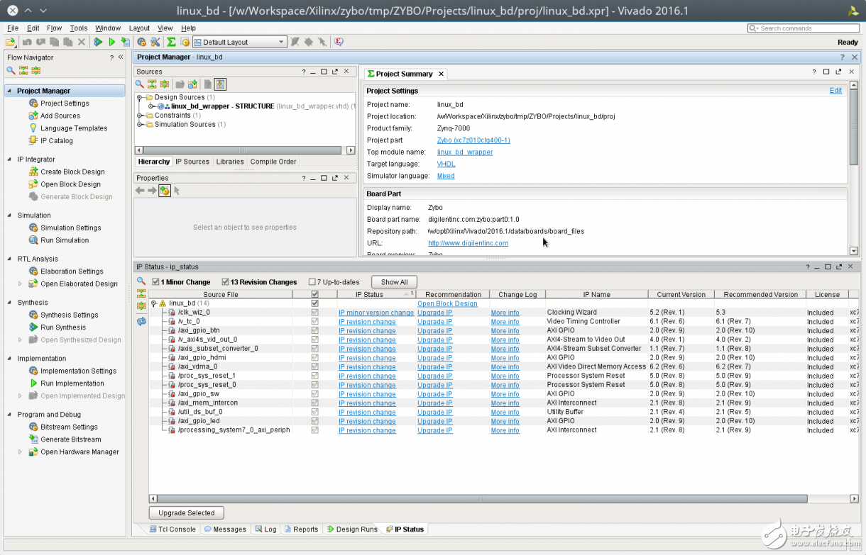 Zybo Board 開發(fā)記錄: 升級Digilent提供的設(shè)計檔